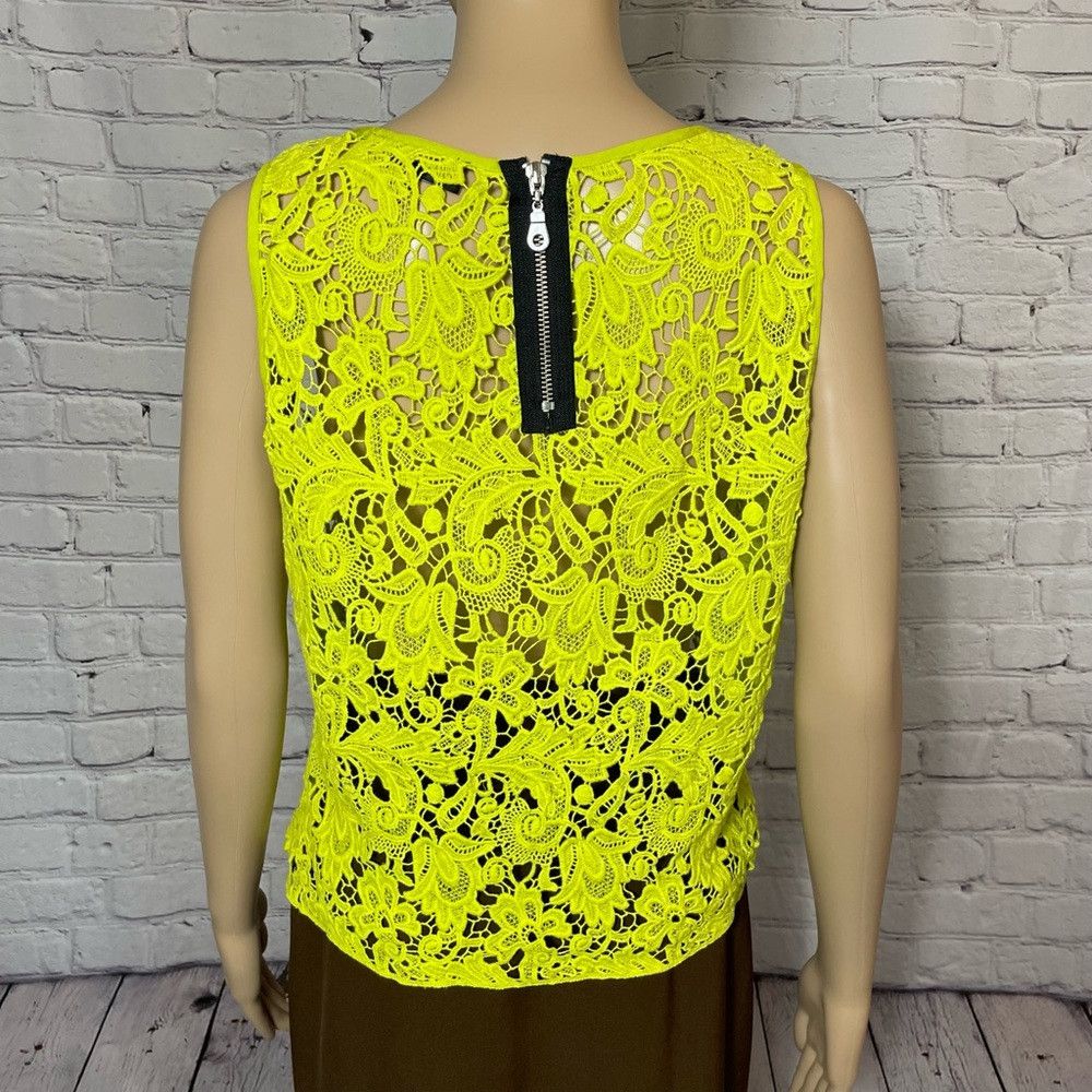 Other Karen Kane Yellow Green Cotton Sleeveless Crochet Top Size Size L / US 10 / IT 46 - 8 Thumbnail
