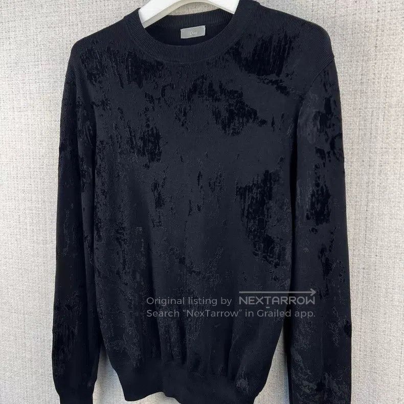 Dior Dior Velvet destruction pattern knitted round-neck sweater Size US S / EU 44-46 / 1 - 2 Thumbnail