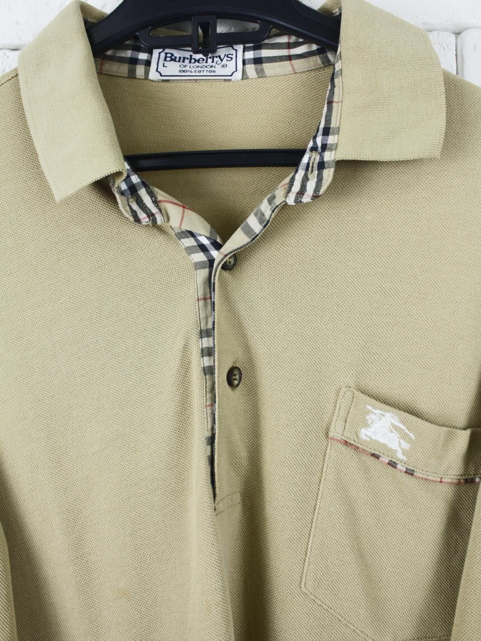 Burberry Burberrys Khaki PoloNova Check Long Sleeve Vintage Size US L / EU 52-54 / 3 - 3 Thumbnail