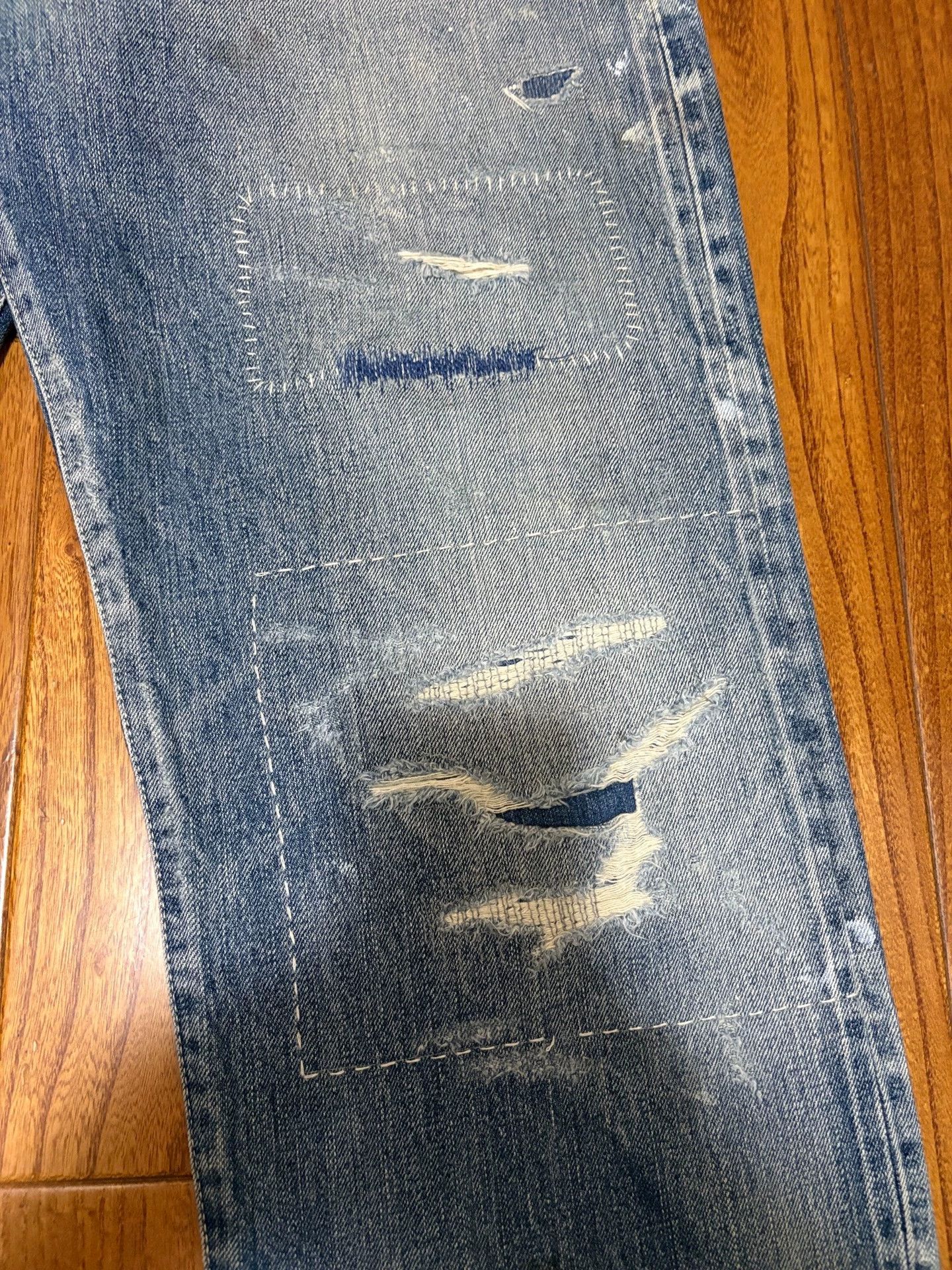 Neighborhood NEIGHBORHOOD 21AW SCRATCH SAVAGE Blue L Oil Patched Jeans Size US 34 / EU 50 - 4 Thumbnail