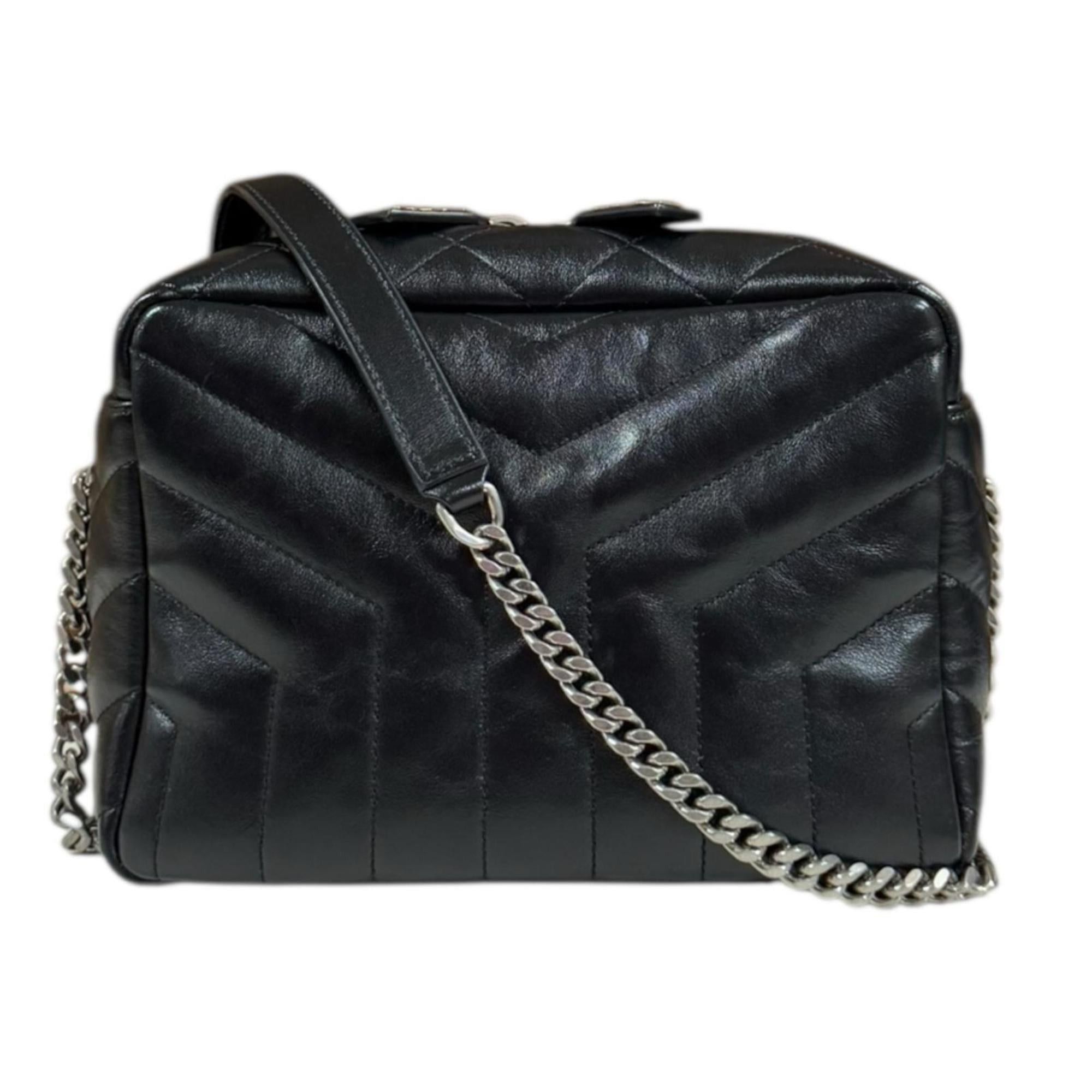 Saint Laurent Bowling Shoulder Lulu Bag Leather 574102 DV746 1000 Black Women's SAINT LAURENT Chain