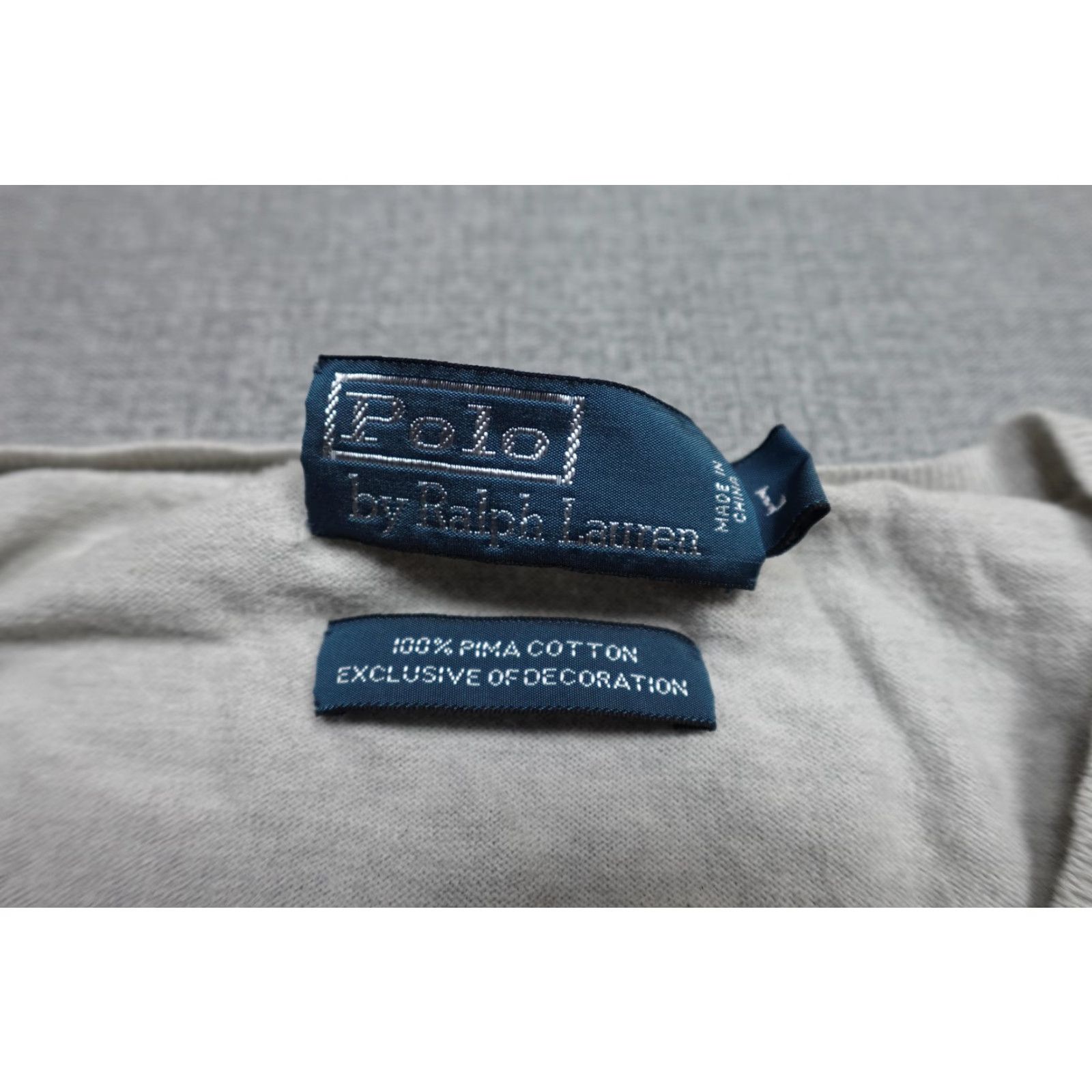 Polo Ralph Lauren Polo Ralph Lauren Sweater Mens L Gray V-Neck 100% Pima Cotton Pony Logo Knit Pullover Classic Casual Size US L / EU 52-54 / 3 - 2 Thumbnail
