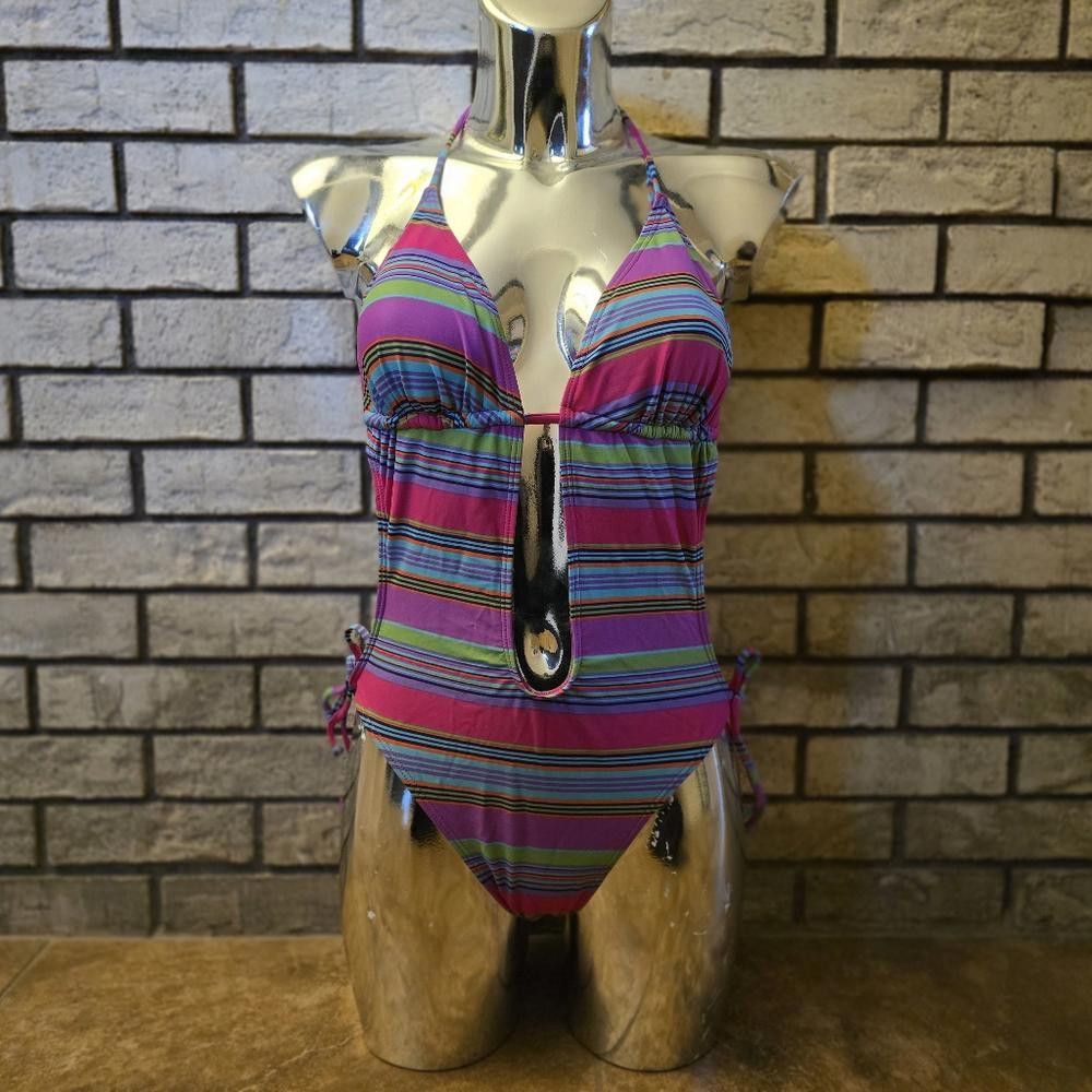 Designer Multicolored Stripe Beach Joy Monokini Size ONE SIZE - 1 Thumbnail