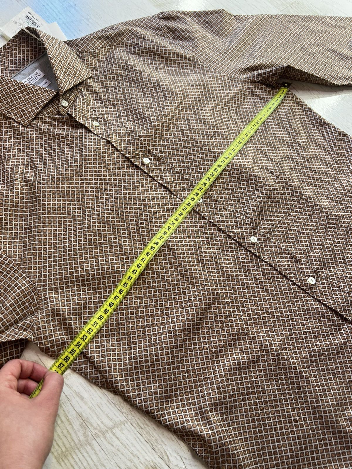 Brunello Cucinelli Brunello Cucinelli Slim Fit Geometric Print Shirt XL Size US XL / EU 56 / 4 - 16 Thumbnail