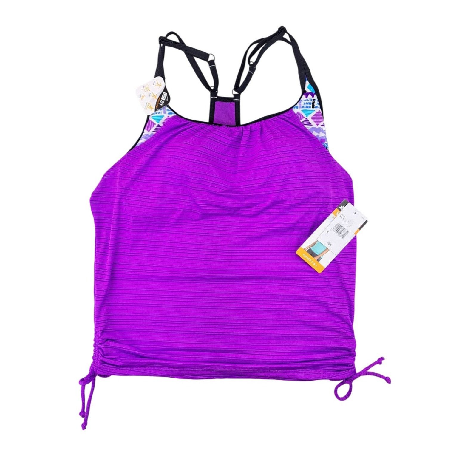 ZeroXposur ZeroXposur Women Ruched 2-In-1 Tankini Top Adjustable Straps Size S / US 4 / IT 40 - 1 Thumbnail