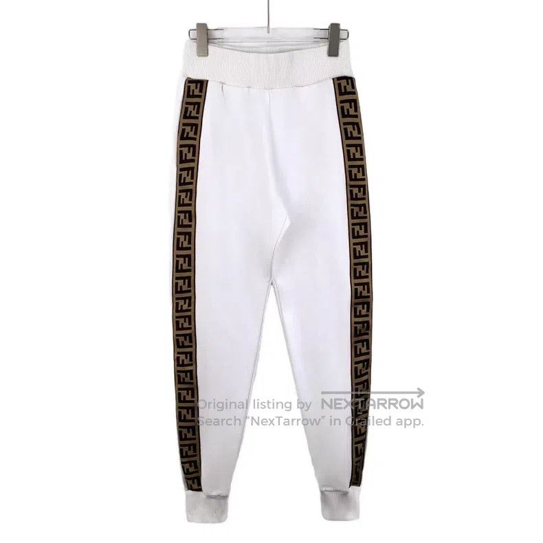 Fendi Fendi White logo letter cuffed casual sports pants Size 26" / US 2 / IT 38 - 1 Thumbnail
