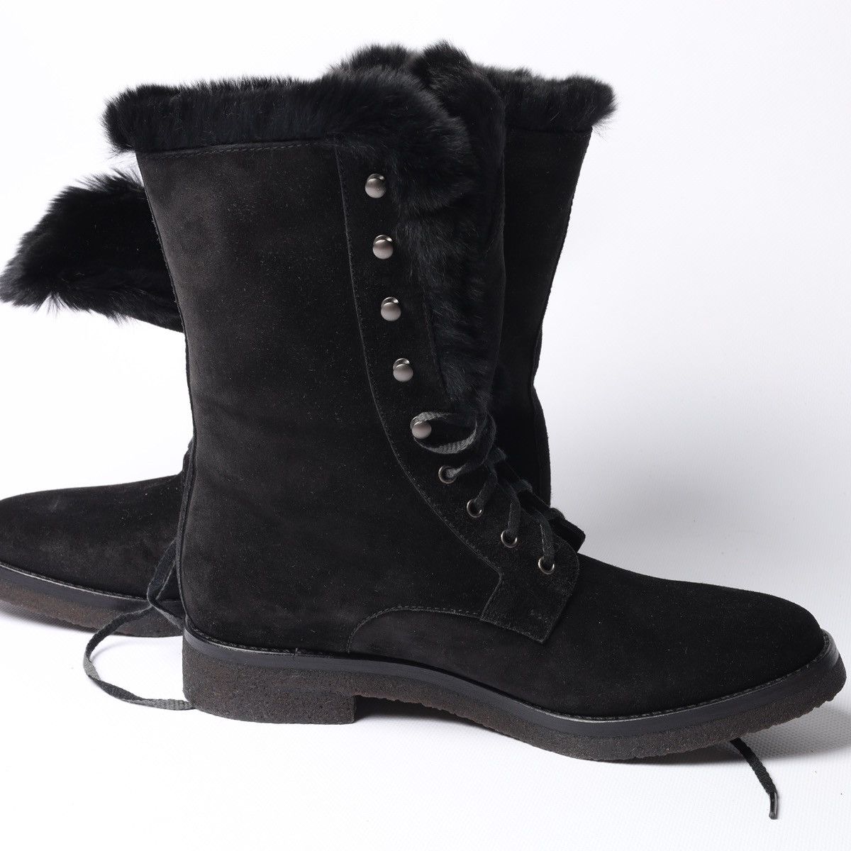 Loro Piana Loro Piana Snow Dream Beaver Fur Black Suede Ankle Boots Size US 6 / IT 36 - 5 Thumbnail