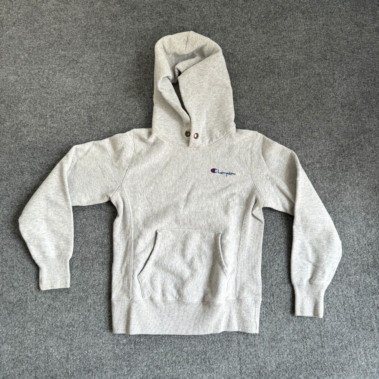 image of Vintage Champion Reverse Weave Warm Up Hoodie Size Small Gray Heavy Cotton in White, Men's