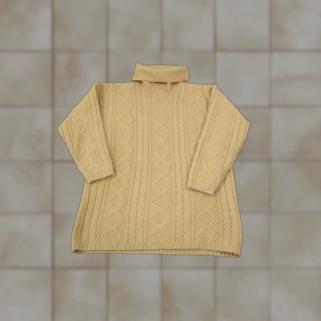 Charter Club VINTAGE Charter Club Sweater Women's Medium Gold Cable Knit Angora Wool Lambswool Pullover Turtleneck Knitted Cotton? Size M / US 6-8 / IT 42-44 - 1 Thumbnail