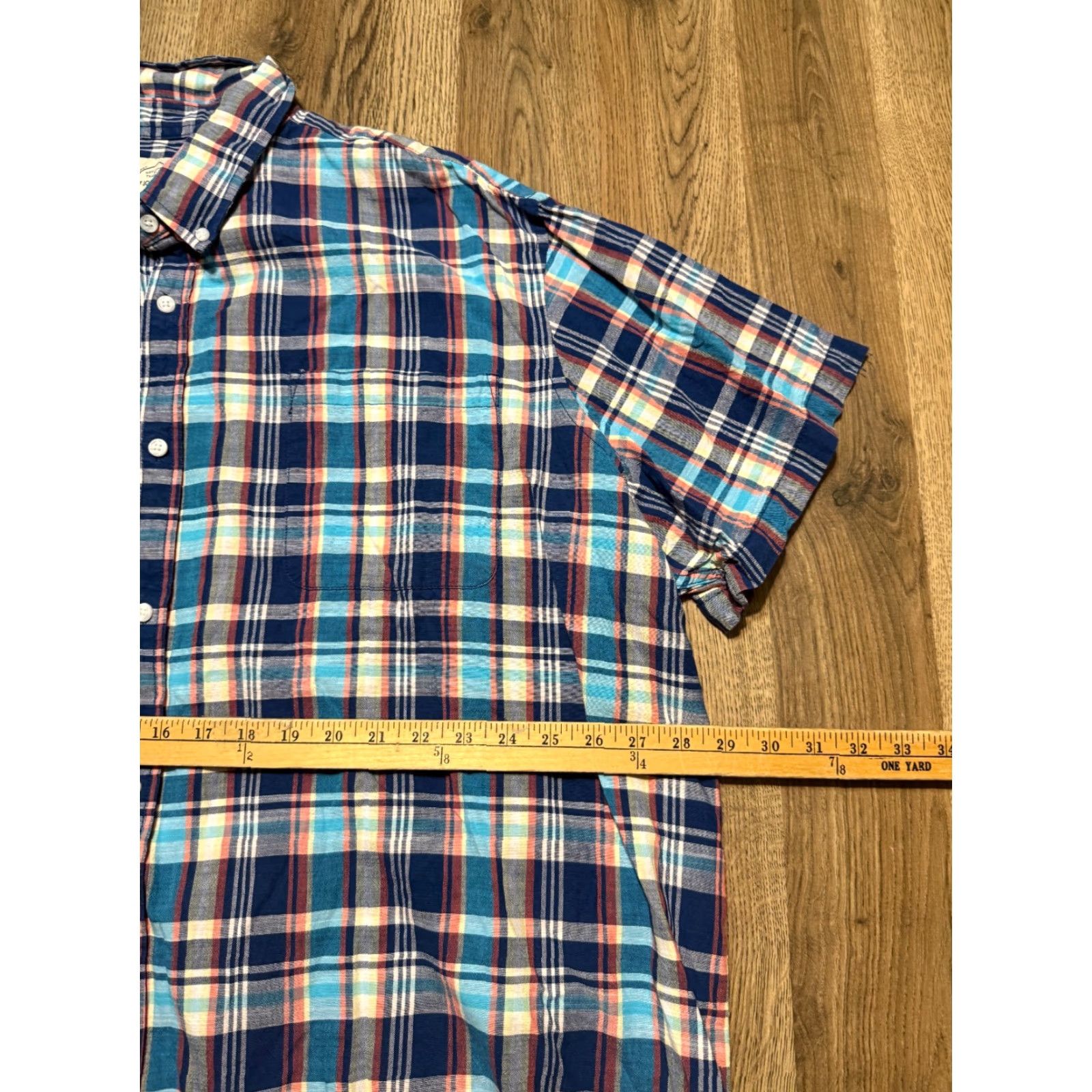 Vintage St. John's Bay Shirt Men's 2XL? Blue White Orange Yellow Plaid Button Down Size US XXL / EU 58 / 5 - 7 Thumbnail