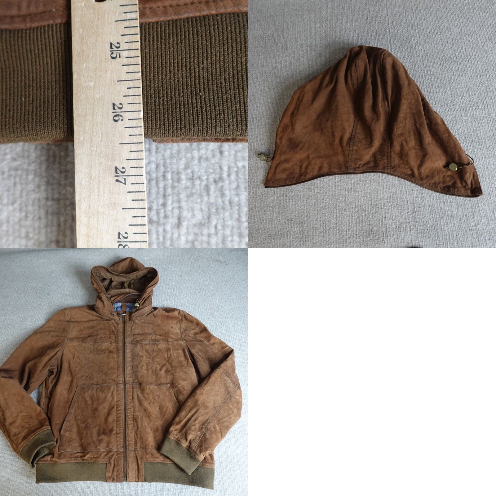 Vintage Wilsons Leather Mens Jacket XL Brown Suede Bomber Hooded Bomber Jacket Full Zip Hooded Mens XL Brown Suede Leather Jacket Size US XL / EU 56 / 4 - 9 Thumbnail