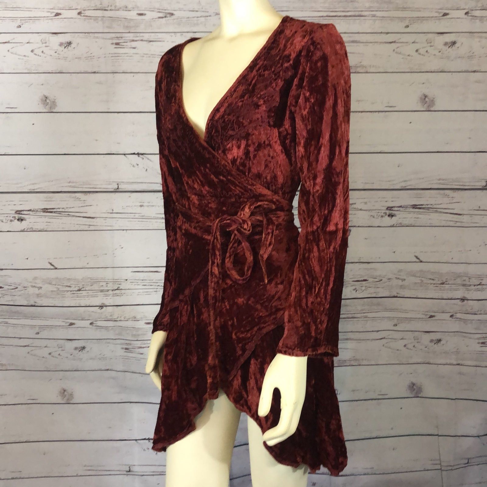 Vintage Vtg Kaush Collections Crushed Velvet wrap high low top med Size M / US 6-8 / IT 42-44 - 3 Thumbnail