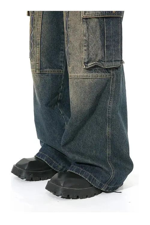 VIBE Multi Pocket Retro Blue Baggy Jeans Size US 34 / EU 50 - 6 Thumbnail