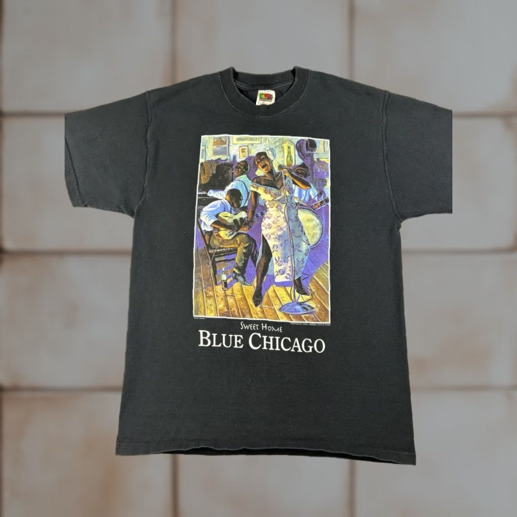 Vintage VINTAGE Chicago Shirt Mens L Jazz Home Blue Black T-Shirt Mojo Mama Soul Carroll Jazz Art Music Size US L / EU 52-54 / 3 - 1 Thumbnail