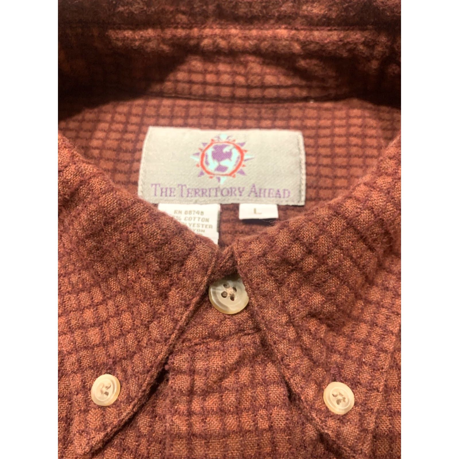 The Territory Ahead VINTAGE Territory Ahead Men's Flannel Shirt Long Sleeve Button Up Casual Fall Spring Winter Burgundy Size L Size US L / EU 52-54 / 3 - 7 Thumbnail
