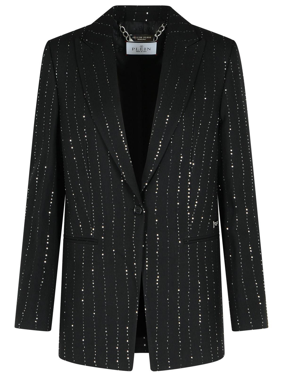 Philipp Plein PHILIPP PLEIN 'Boyfriend Fit' Blazer With Black Wool Blend Paiettes Size S / US 4 / IT 40 - 1 Thumbnail