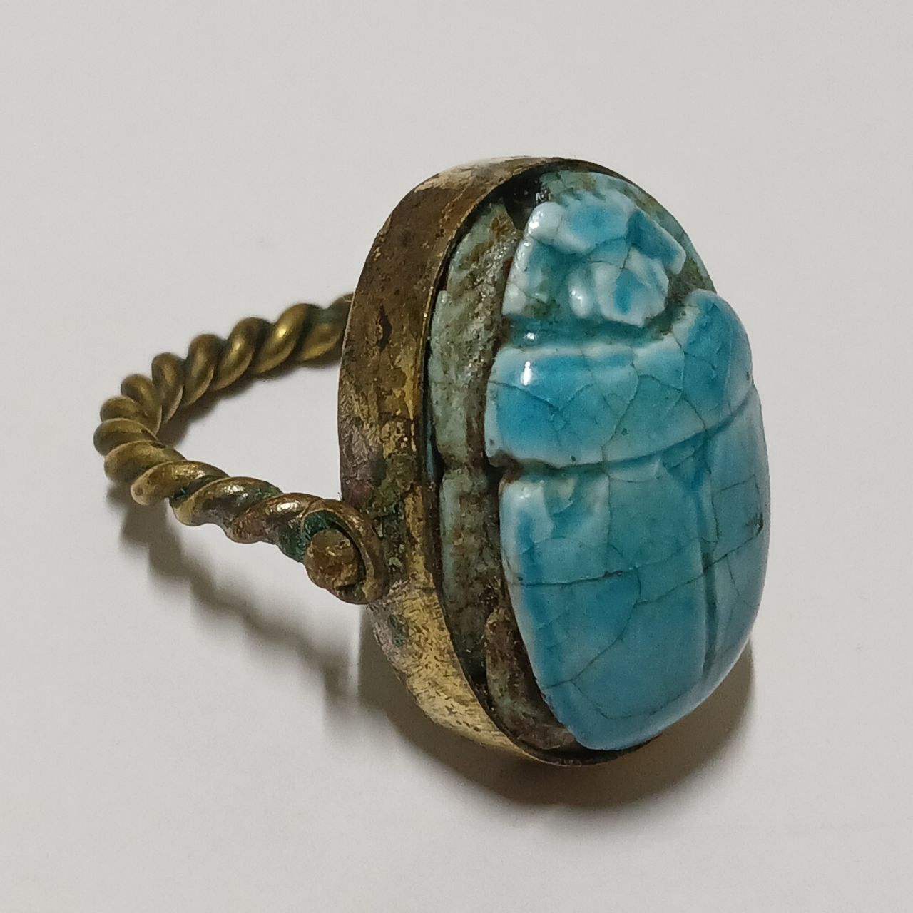Other Vintage brass scarab ring with turquoise Egyptian piece Size ONE SIZE - 3 Thumbnail