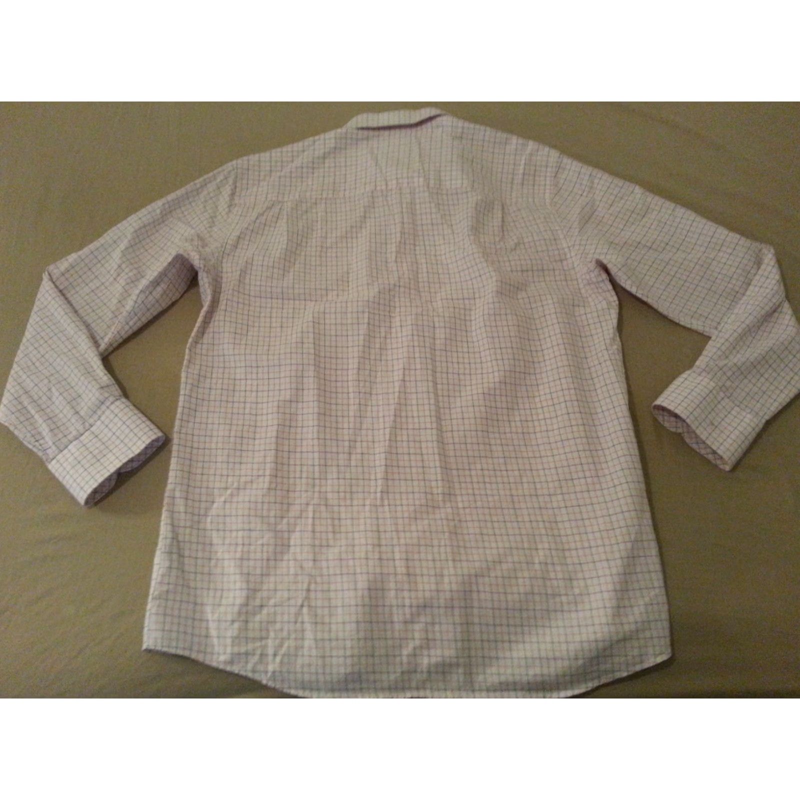 Vintage Mens Tattersall Dress Shirt White 16 1/2 34 35 Cotton Button Shirt Size 42R - 2 Thumbnail