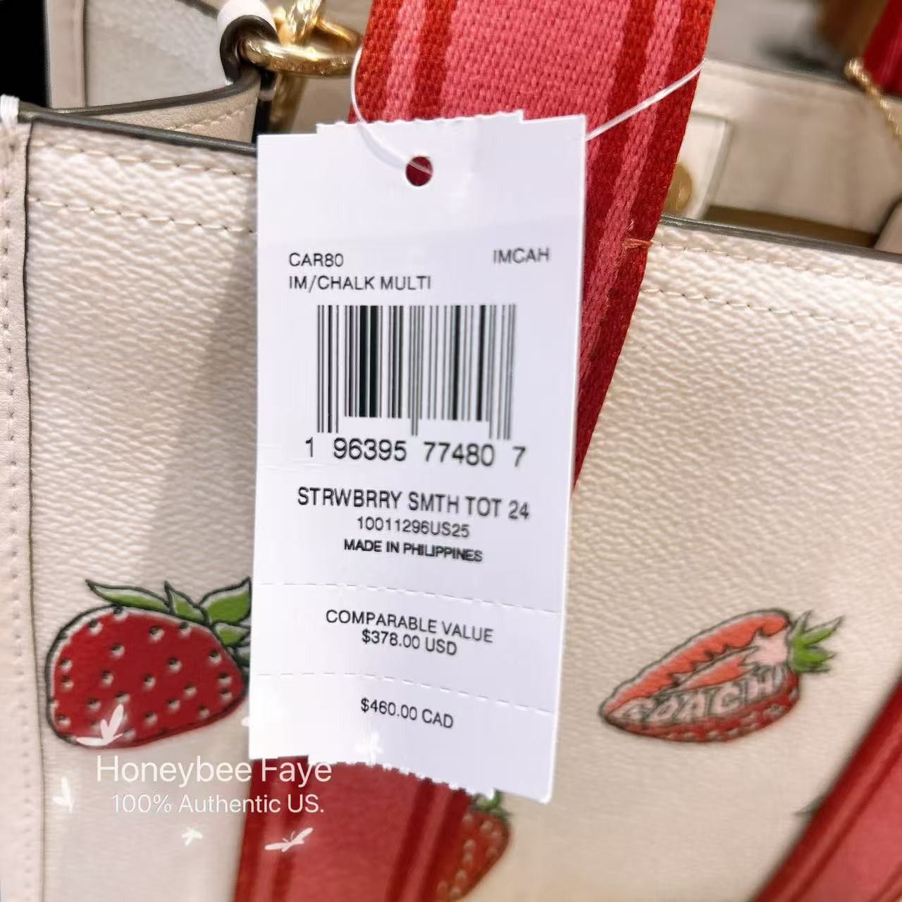 Coach Smith Tote Bag 24 With Strawberry Print CAR80 Size ONE SIZE - 6 Thumbnail