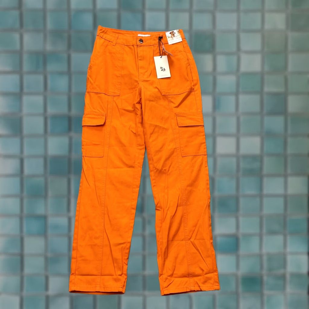 Vintage Sincerely Jules Pants Womens 7 Orange Cargo Utility Straight Leg Workwear Pants Mens Womens Girls Boys Size 28" / US 6 / IT 42 - 1 Thumbnail