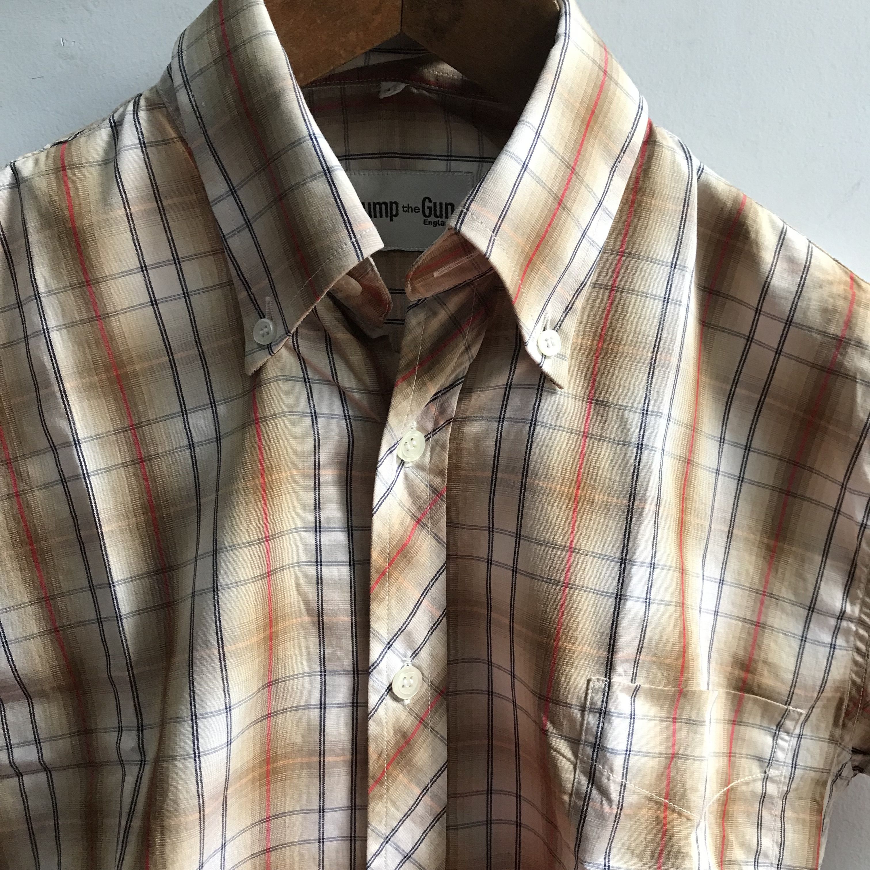 Other Jump The Gun tan red stripes shirt 3 fingers colar mod Size US S / EU 44-46 / 1 - 9 Thumbnail