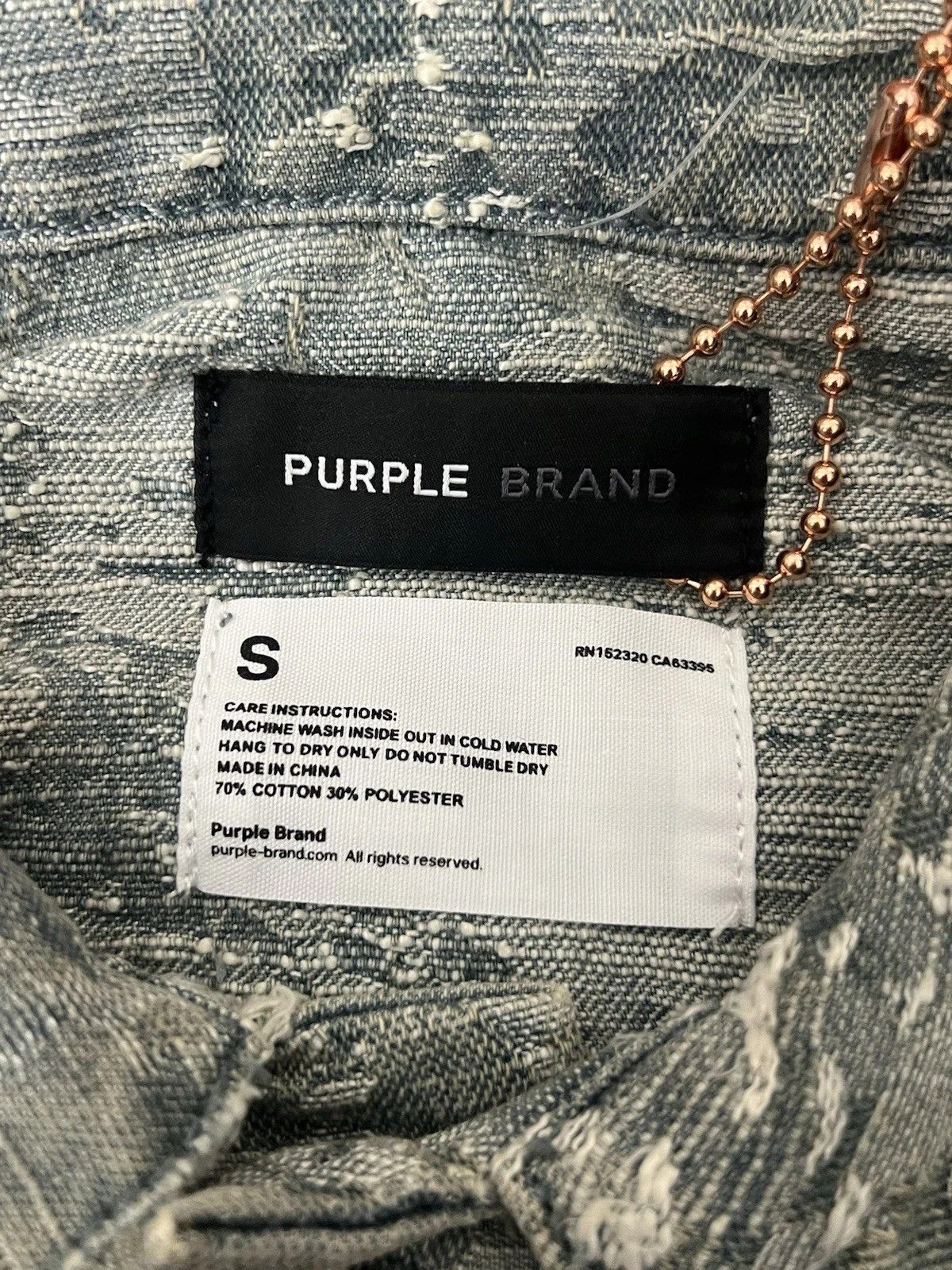 Purple Brand Purple Jacquard Vintage Light Denim Trucker Jacket Small New Size US S / EU 44-46 / 1 - 7 Thumbnail