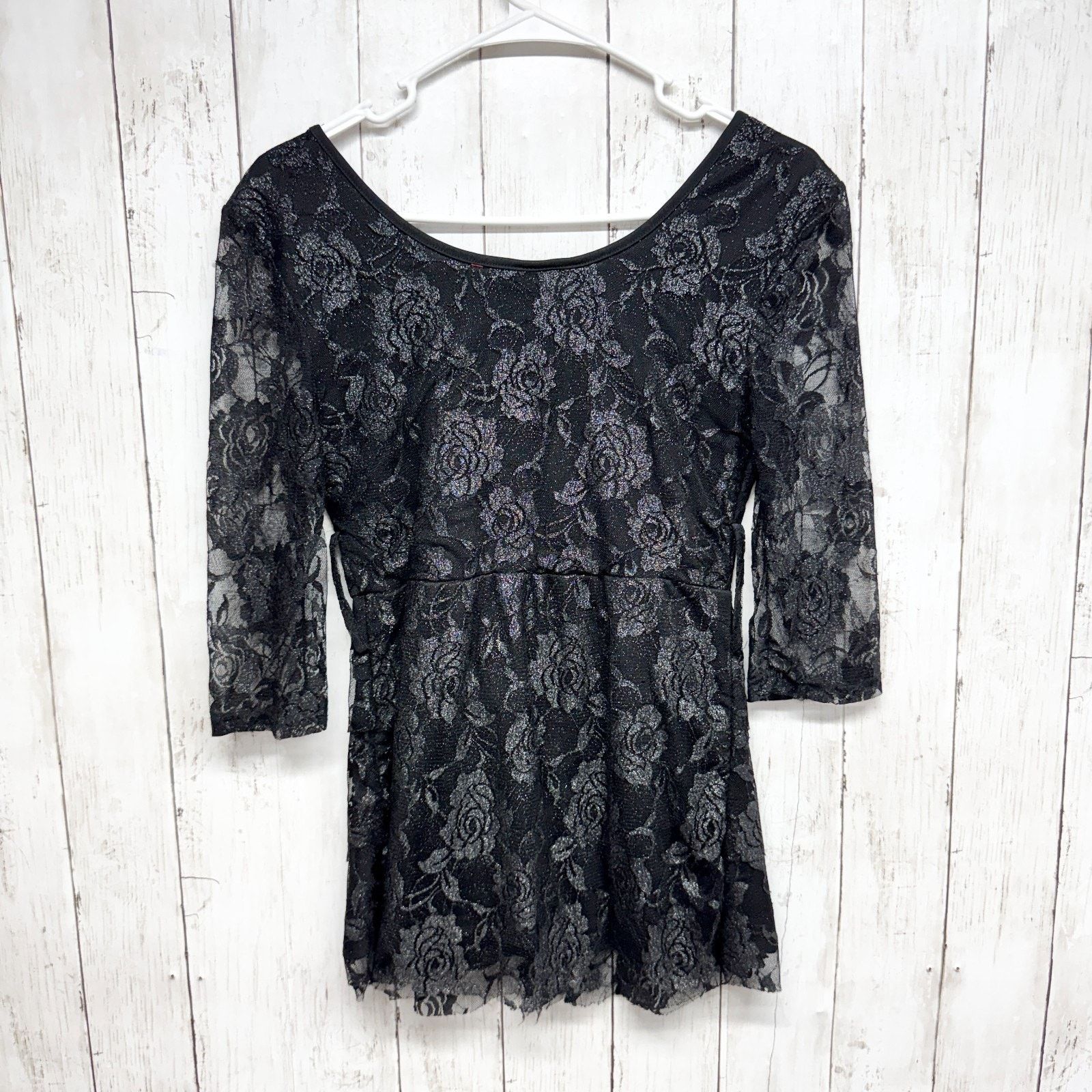 Vintage Y2K Rue21 Shirt Sz Medium Lace Round Neck 3/4 Sleeve Blouse Size M / US 6-8 / IT 42-44 - 2 Thumbnail