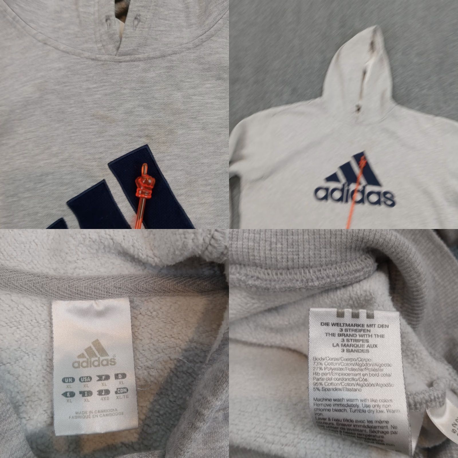 Adidas Adidas Hoodie Mens XL Gray Hooded Long Sleeve Logo Outdoors Size US XL / EU 56 / 4 - 8 Thumbnail