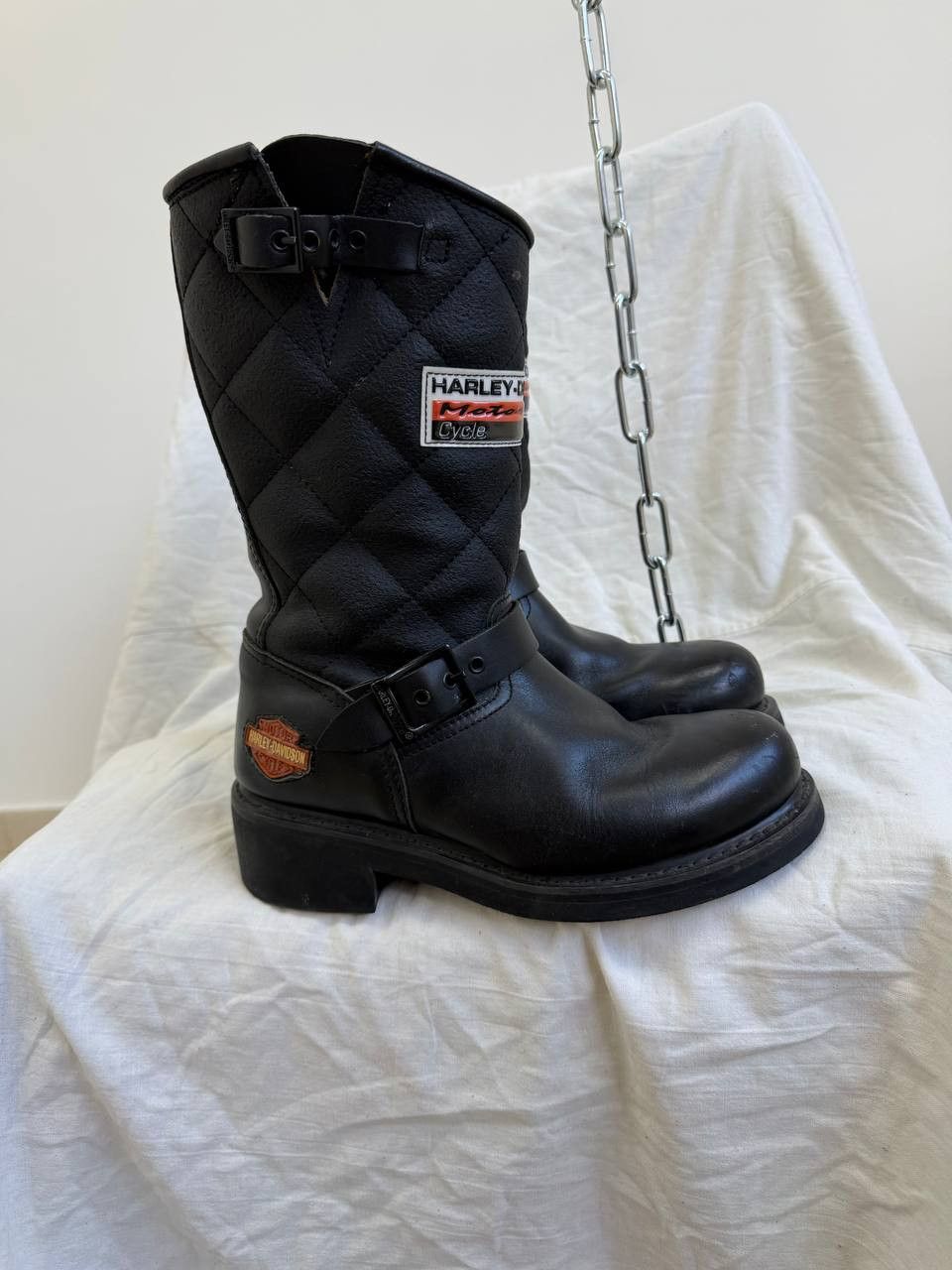 Harley Davidson Vintage Harley-Davidson High Boots Leather 90s Boots Y2K Size US 6 / EU 39 - 2 Thumbnail
