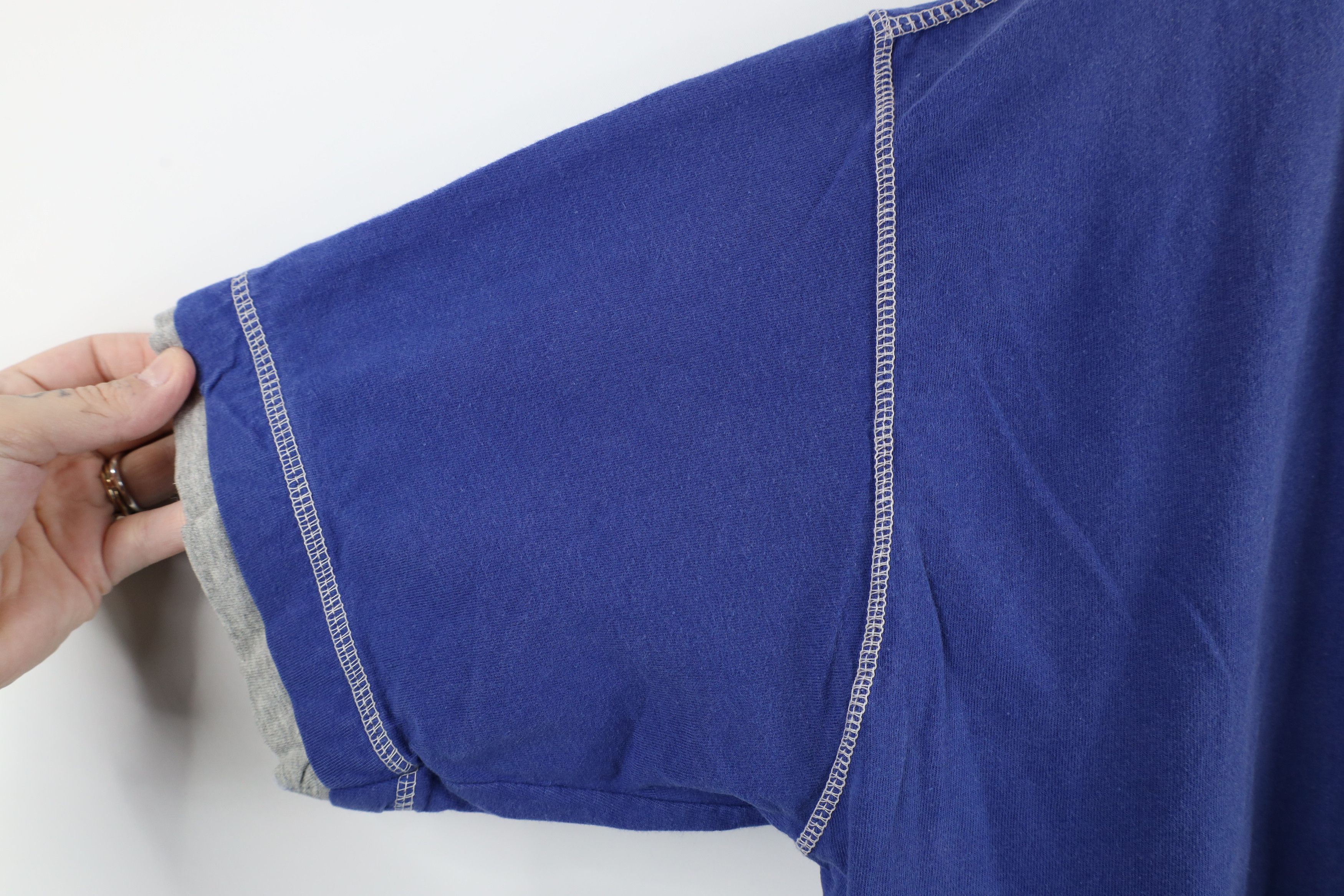 Vintage Vintage 90s MLB Baseball Blank Layered Henley T-Shirt Blue Size US L / EU 52-54 / 3 - 7 Thumbnail