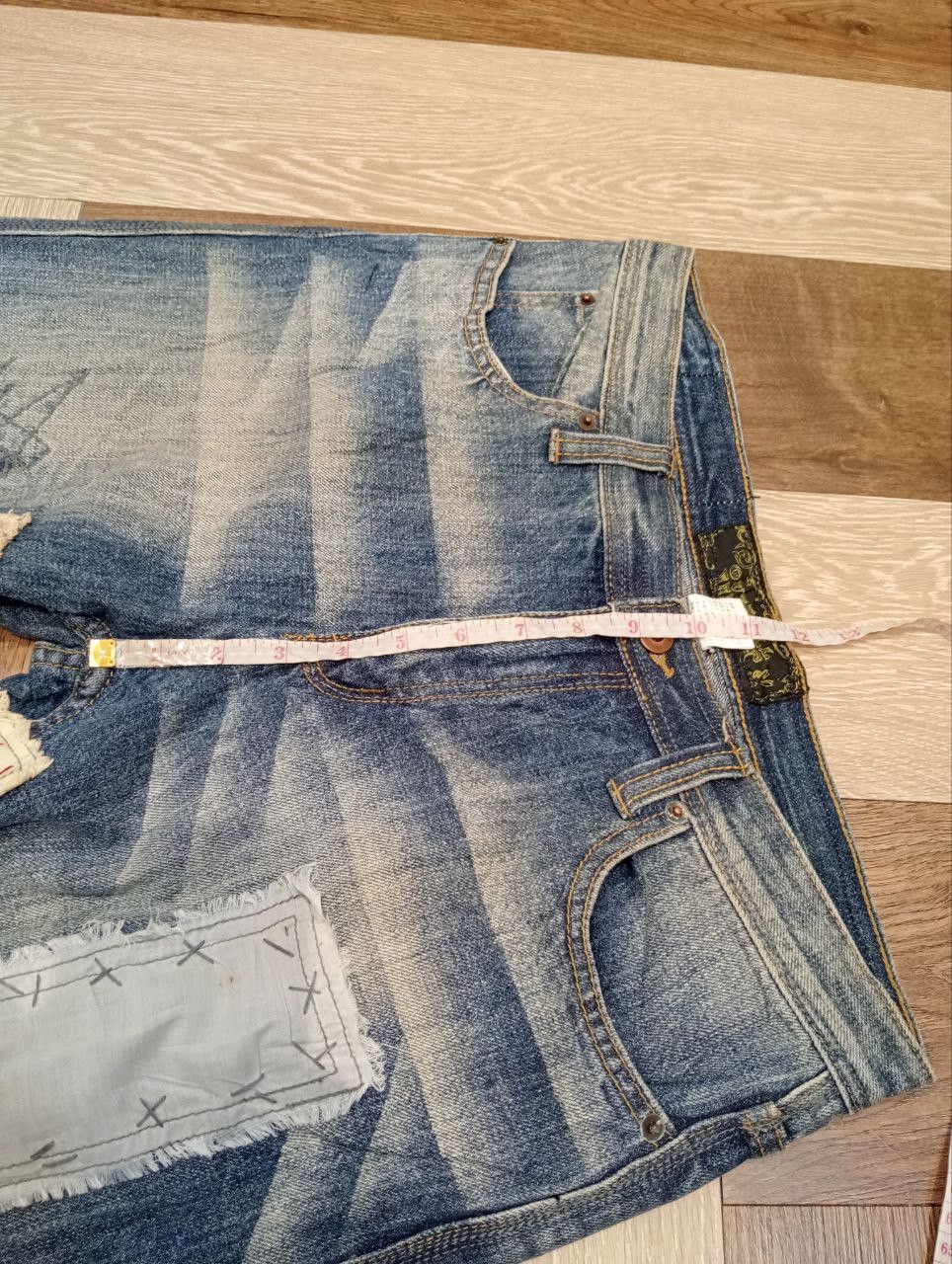 Japanese Brand JAPANESE OUTBALL WEST PATCHWORK DISTRESSED JEANS Size US 33 - 13 Thumbnail