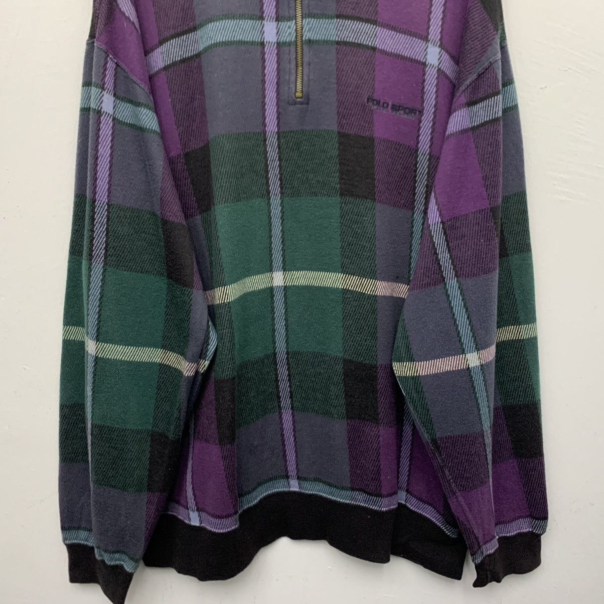Ralph Lauren Vintage 90s Polo Sport Checkered Half Zip Sweatshirt Size US XL / EU 56 / 4 - 4 Thumbnail