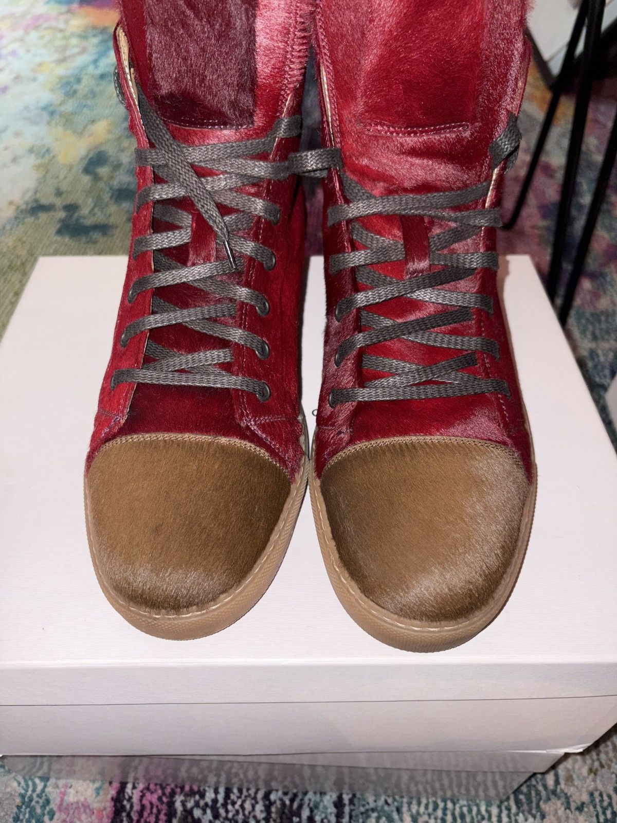 Marc Jacobs Super Rare - Marc Jacob’s High Top Dyed Cow Hair Sneakers Size US 13 / EU 46 - 1 Thumbnail