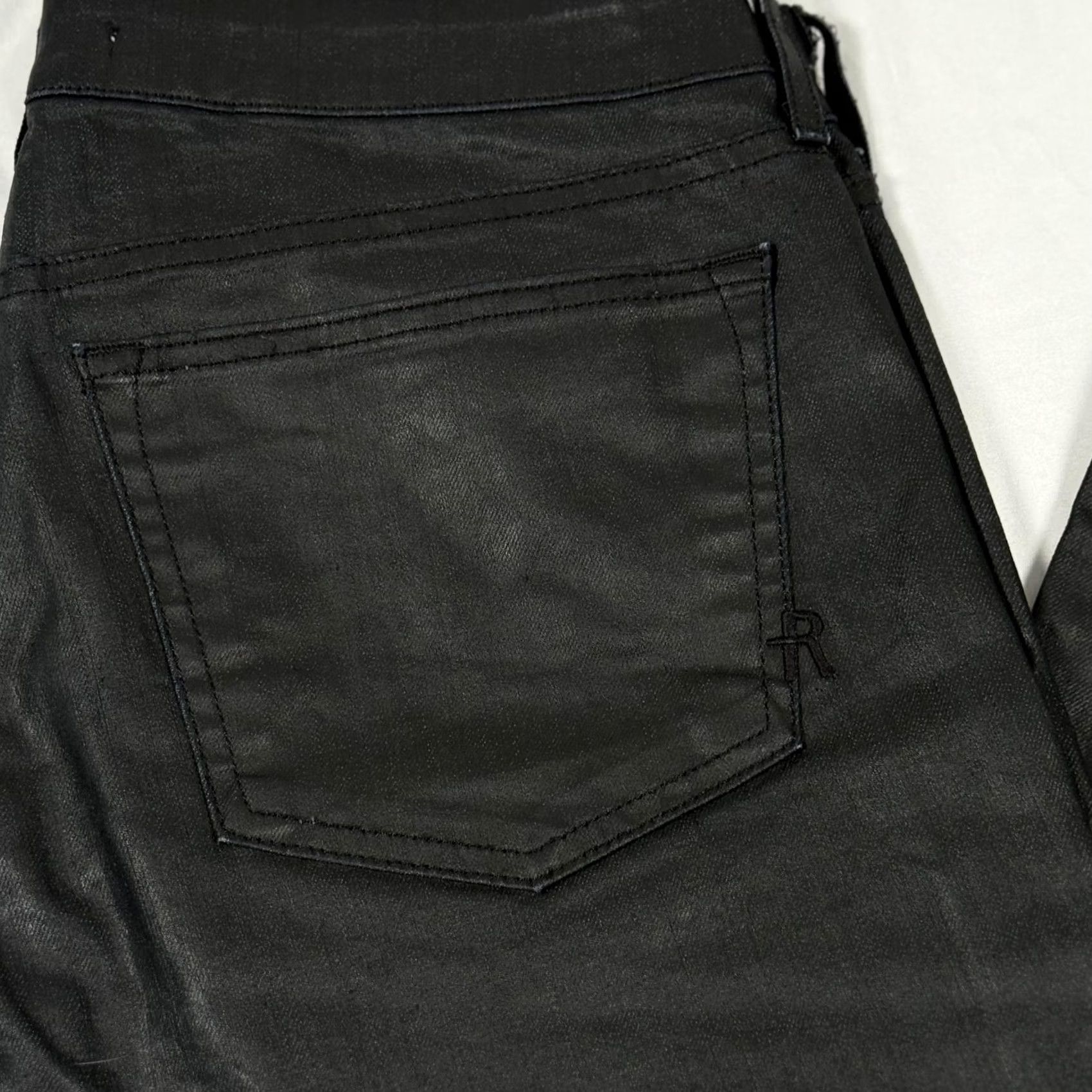 Denime Rich & Skinny Jeans 30 Black Coated Skinny Moto Stretch Denim Biker Goth USA Womens Size 30" / US 8 / IT 44 - 2 Thumbnail