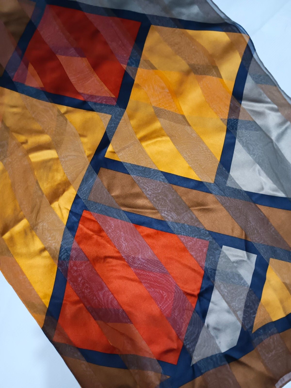 Yves Saint Laurent Yves Saint LAURENT YSL Paris Geometric Abstract Silk Scarf Size ONE SIZE - 4 Thumbnail