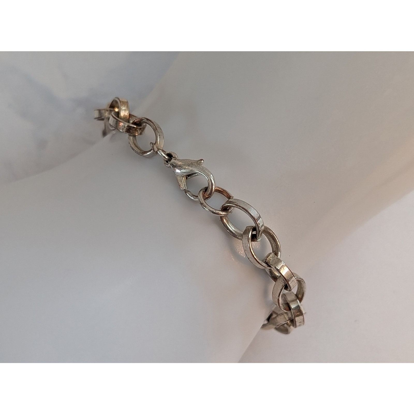 Vintage Vintage 1980s Classic Silver-Tone 7 1/2" Rolo Chain Bracelet Size ONE SIZE - 2 Thumbnail