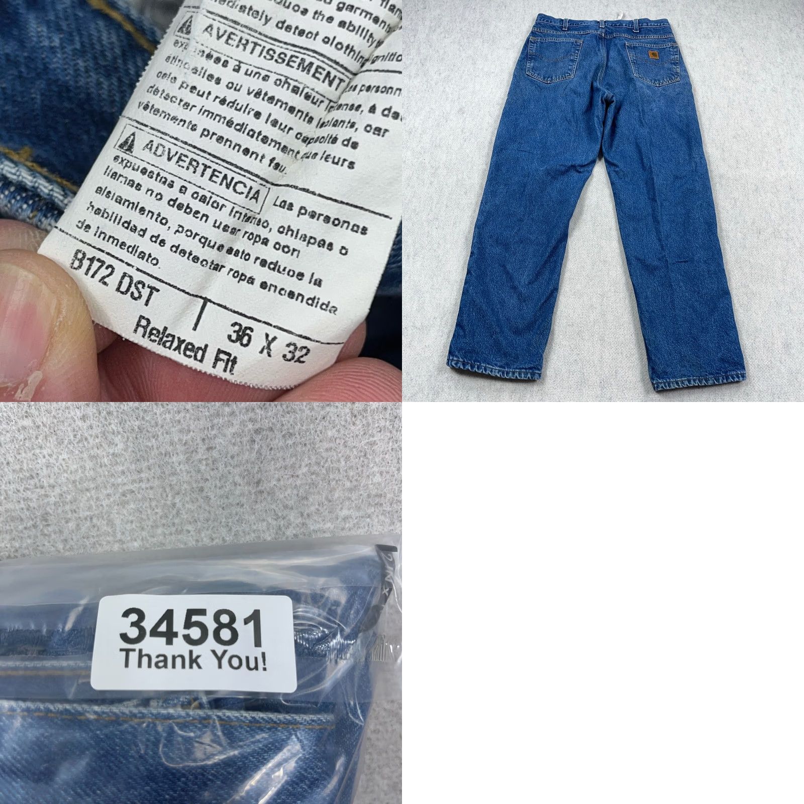 Carhartt Carhartt Jeans Mens 34x31 Blue Relaxed Fit 5-Pocket Denim Straight Leg Workwear Worn Vintage No Size US 34 / EU 50 - 9 Thumbnail
