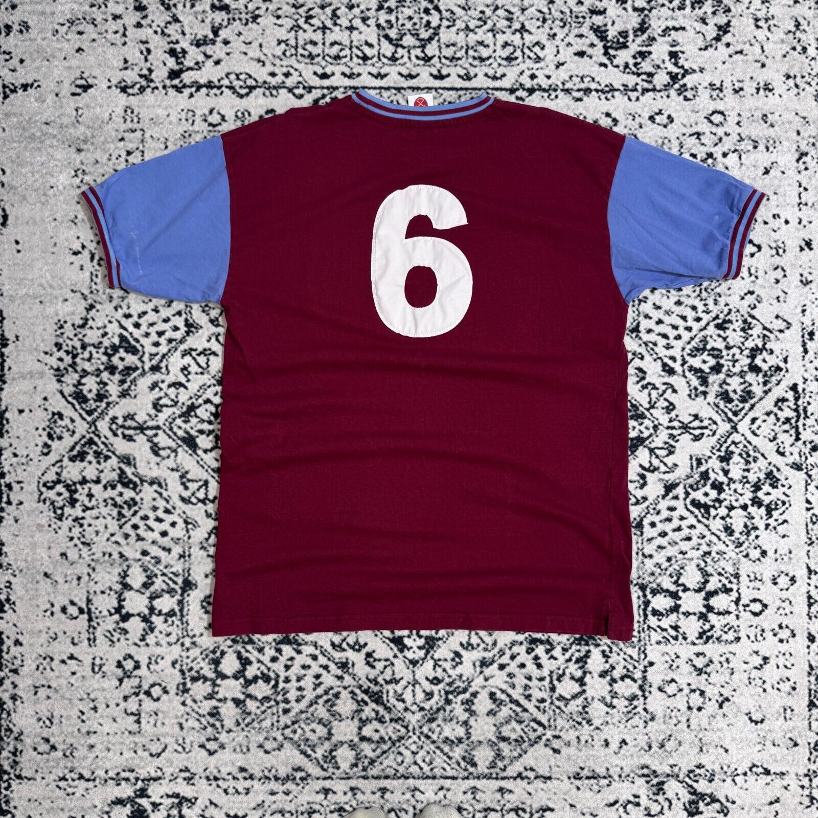 Vintage Burgundy Blue Polyester Jersey T-Shirt Size XL Westham Size US XL / EU 56 / 4 - 7 Thumbnail