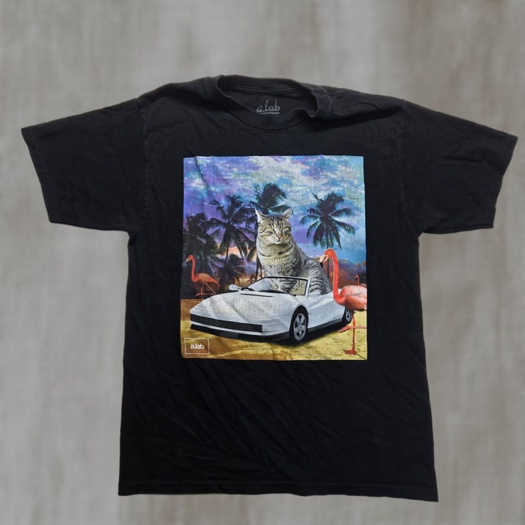 Vintage G Lab Tee Shirt Graphic Cat Flamingo Sports Car Black Adult M Medium Mens Shirt Size US M / EU 48-50 / 2 - 1 Thumbnail