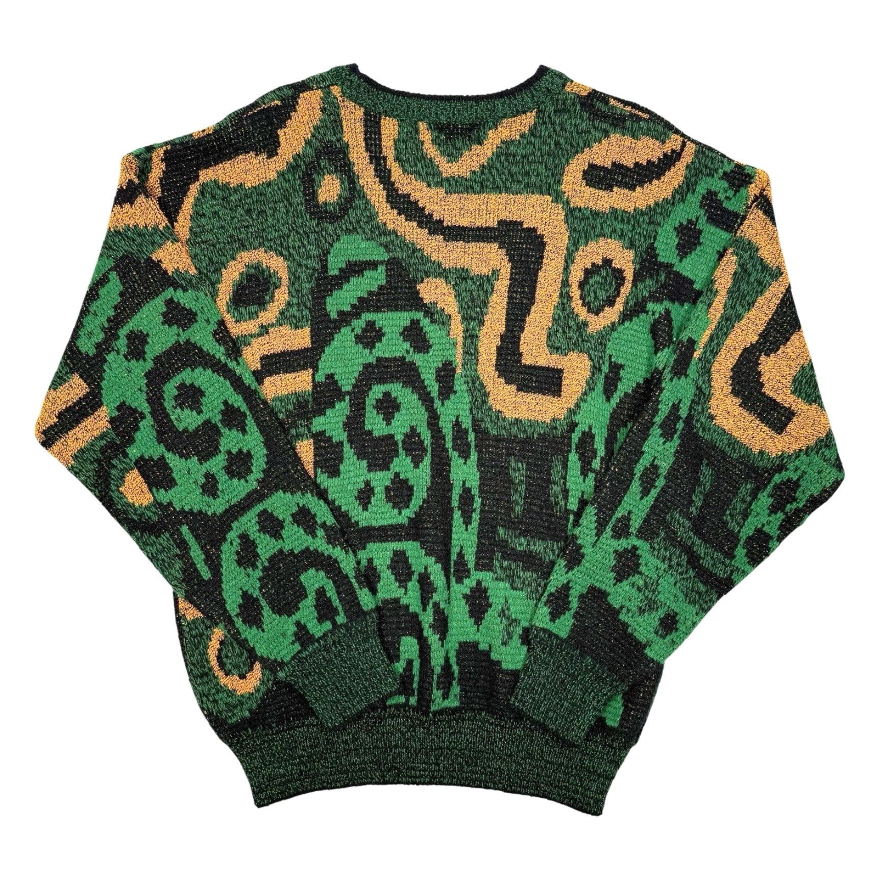 Vintage VINTAGE City Streets Geometric AOP Crewneck Sweater Orange Green Hip Hop Mens M Green 1980s Crewneck Sweater Mens Size US M / EU 48-50 / 2 - 3 Thumbnail