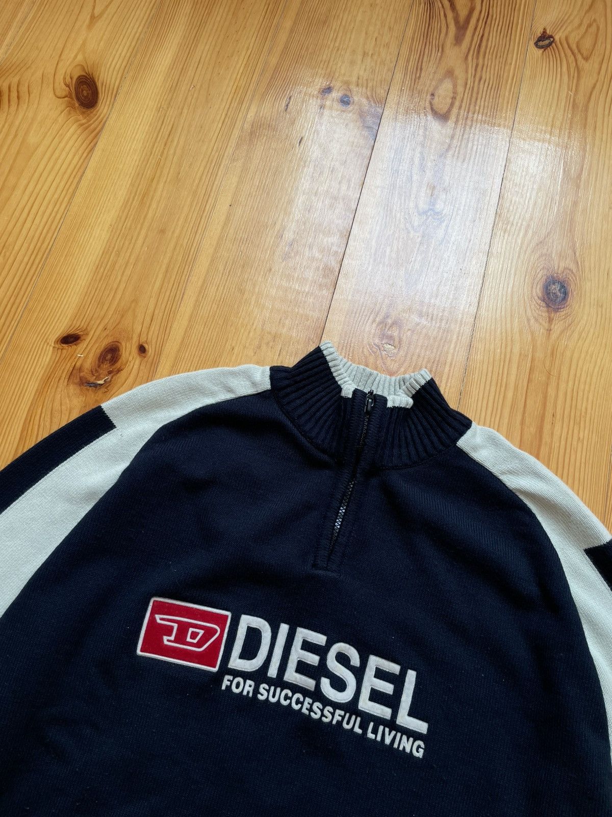Diesel VINTAGE DIESEL BIG LOGO AVANT GARDE Y2K 1/4 ZIP UP SWEATER Size US XL / EU 56 / 4 - 4 Thumbnail