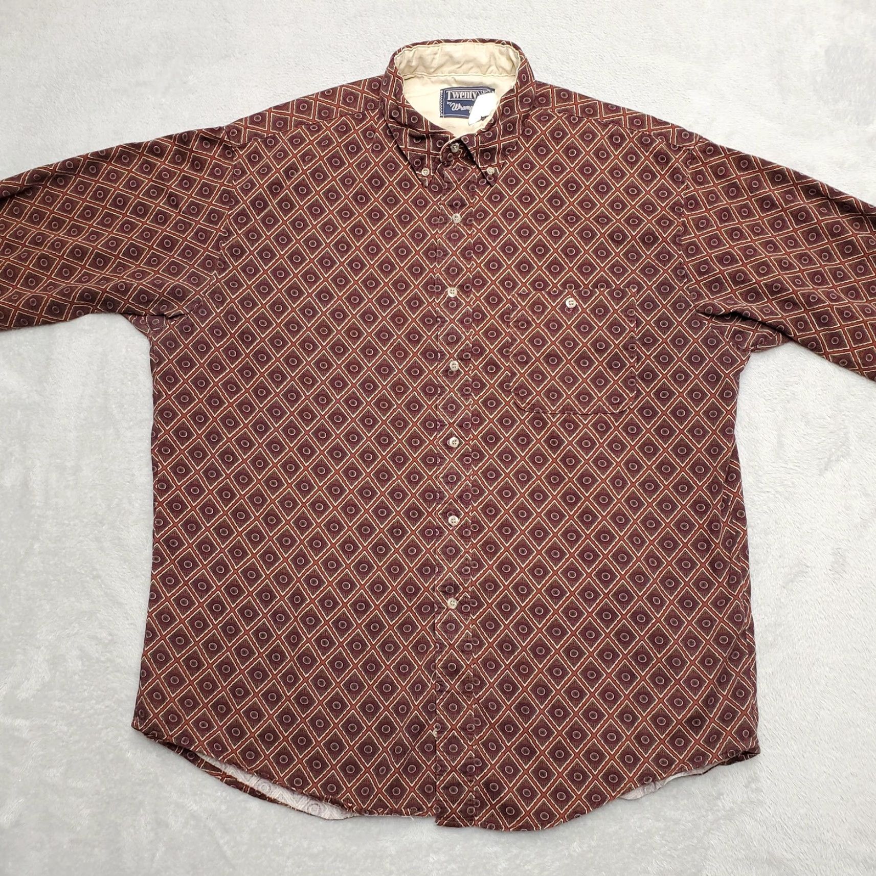 Wrangler Wrangler Shirt Men XXL Red Geometric Diamond Twenty X Long Sleeve Western Casual Size US XXL / EU 58 / 5 - 8 Thumbnail