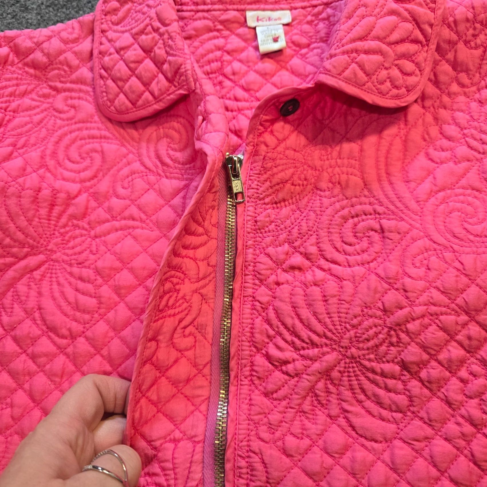 Pinko VINTAGE Kiko Jacket Womens Large Pink Silk Diamond Quilted Full Zip Lightweight Casual Size L / US 10 / IT 46 - 5 Thumbnail