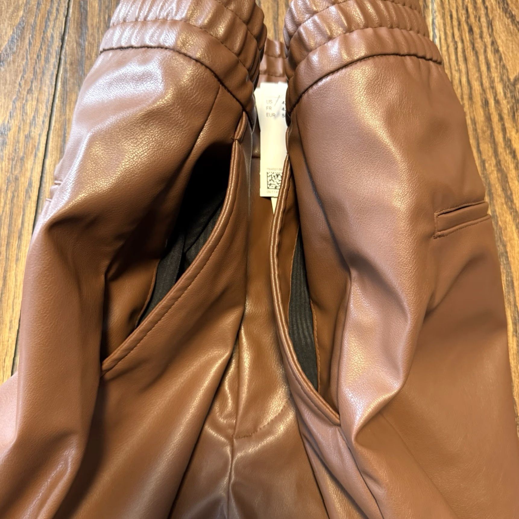 H&M H&M Vegan Leather Pants High Rise Straight Leg Relaxed Fit Brown Size 42 NEW Size 28" / US 6 / IT 42 - 4 Thumbnail