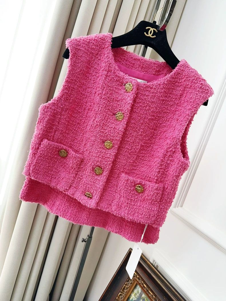 Chanel Chanel 22S peach pink short braided vest Size S / US 4 / IT 40 - 1 Thumbnail