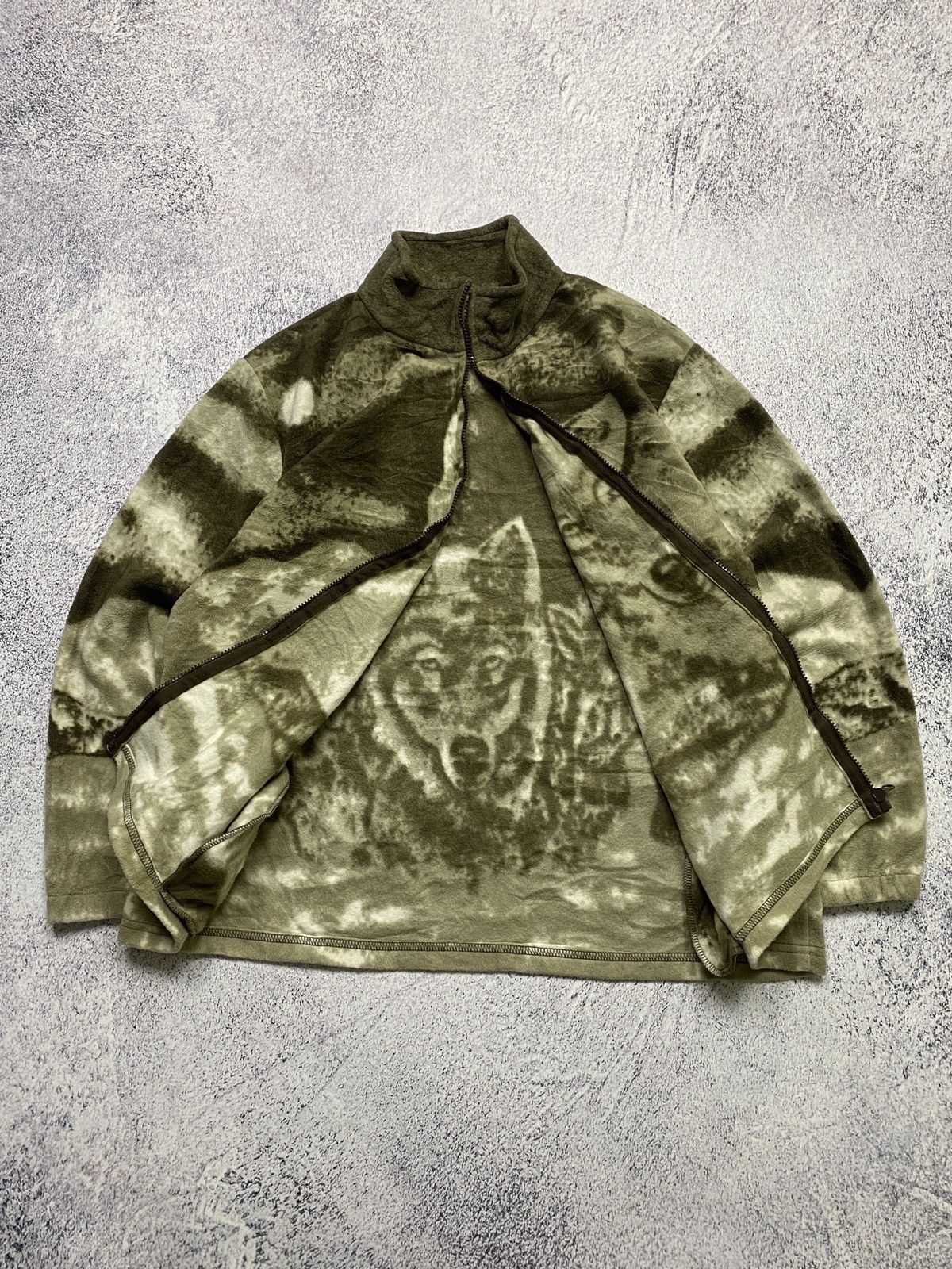 Vintage Animal Wolves Vintage Overprint Logo Winter Fleece Jacket Size US L / EU 52-54 / 3 - 4 Thumbnail