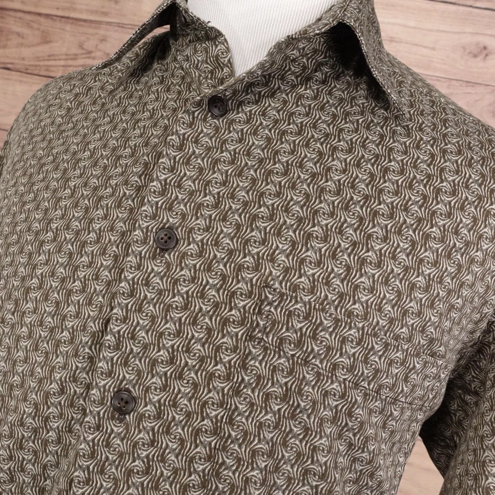 Liz Claiborne Claiborne Shirt Mens L Brown Paisley Long Sleeve Button-Up Regular Fit Size US L / EU 52-54 / 3 - 2 Thumbnail