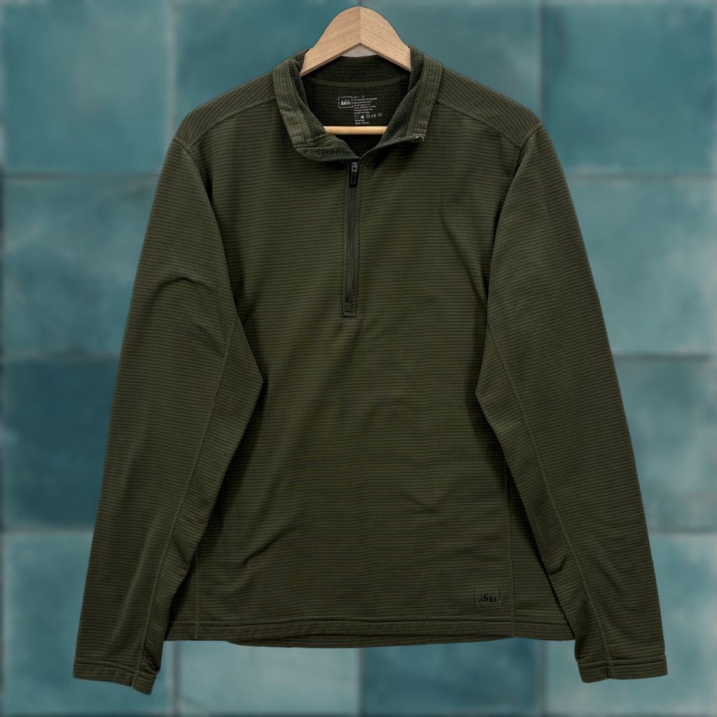Vintage REI Pullover Mens L Green Grid Fleece 1/4 Zip Long Sleeve Hiking Trail Size US L / EU 52-54 / 3 - 1 Thumbnail