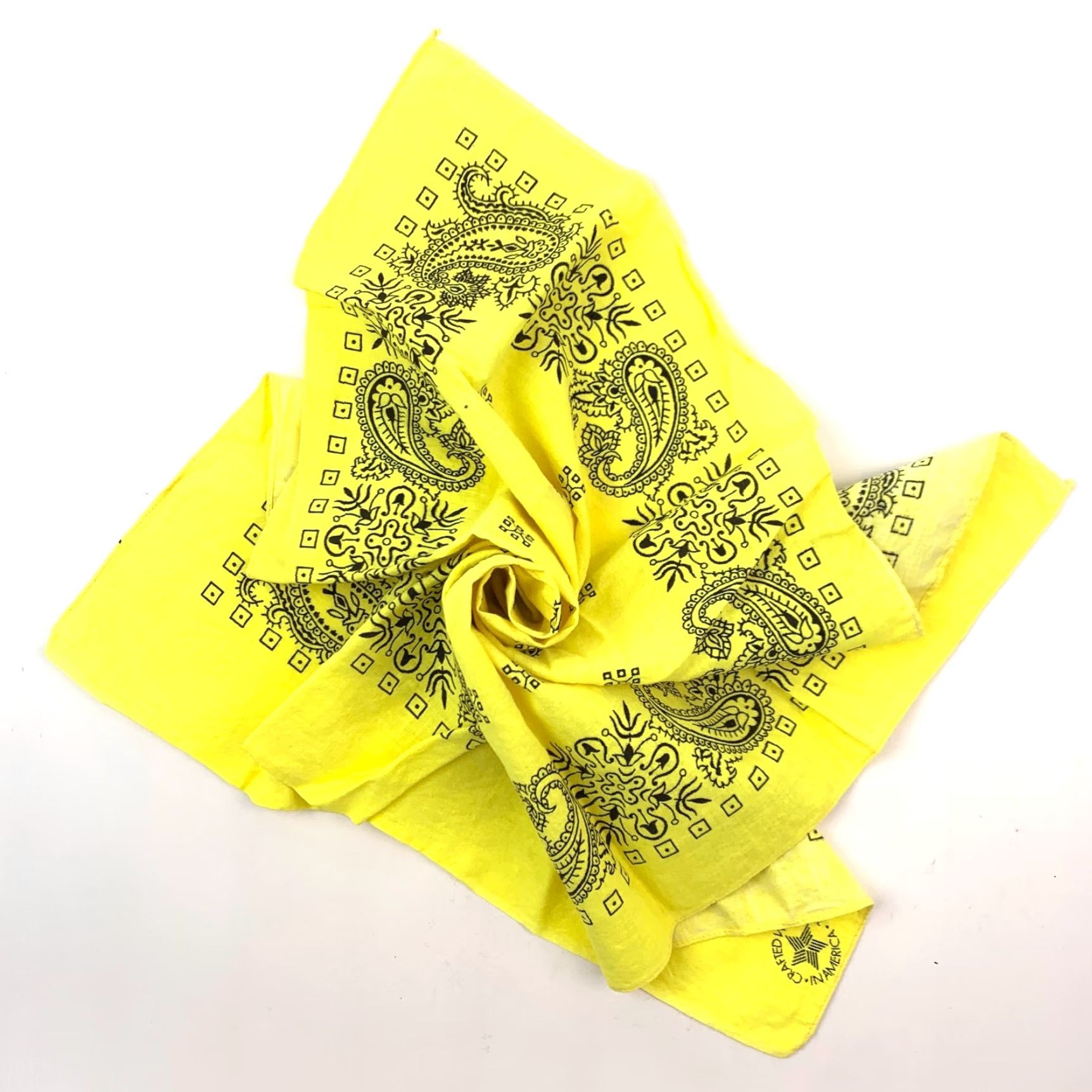 Vintage VINTAGE Bandana 20.5"x20.5" Yellow Paisley Western 100% Cotton USA Unbranded Adults Unisex Shirt Hat Other Size ONE SIZE - 6 Thumbnail