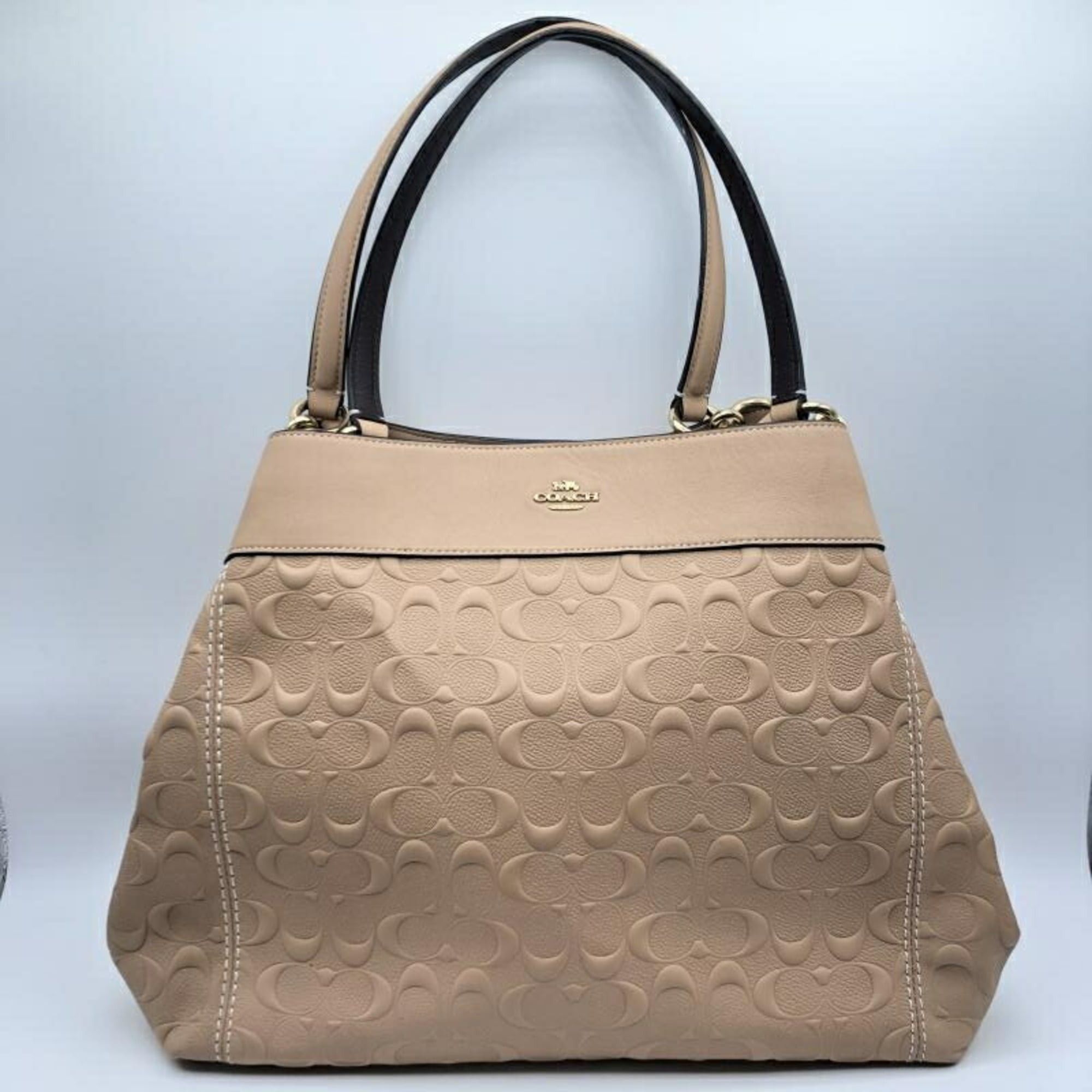 COACH Debossed Signature Tote Bag Pink Coach